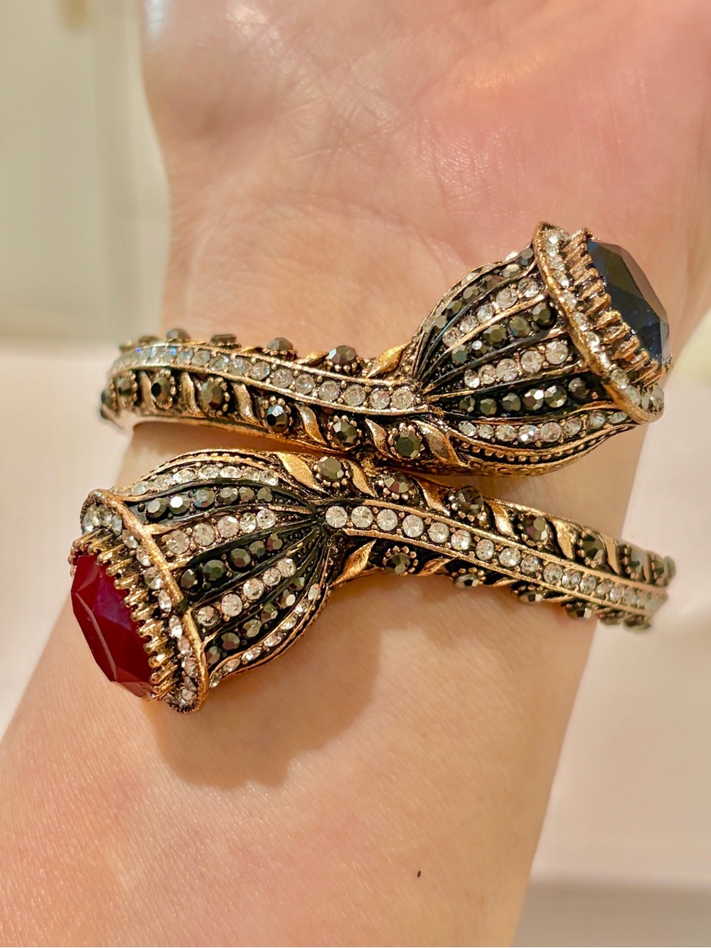 Vintage Visson Signed Ottoman Tulip Bypass Cuff Bracelet - Turkish Boho Chic